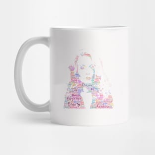 Portrait Girl Fashion Silhouette Shape Text Word Cloud Mug